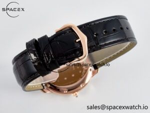 Ronde Louis Cartier 36mm RG DRF 1:1 Best Edition Sandblasted Beige Dial Diamonds Bezel on Black Leather Strap Ronda Quartz - Image 13