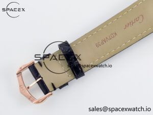 Ronde Louis Cartier 36mm RG DRF 1:1 Best Edition Sandblasted Beige Dial Diamonds Bezel on Black Leather Strap Ronda Quartz - Image 17
