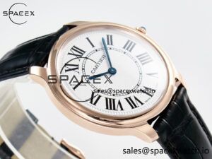 Ronde De Cartier 36mm RG DRF 1:1 Best Edition Sandblasted Silver-Plated White Dial on Black Leather Strap Ronda Quartz - Image 6