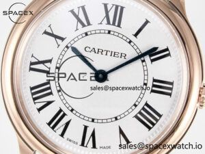 Ronde De Cartier 36mm RG DRF 1:1 Best Edition Sandblasted Silver-Plated White Dial on Black Leather Strap Ronda Quartz - Image 9