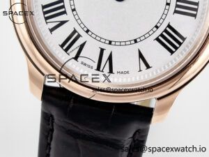 Ronde De Cartier 36mm RG DRF 1:1 Best Edition Sandblasted Silver-Plated White Dial on Black Leather Strap Ronda Quartz - Image 10