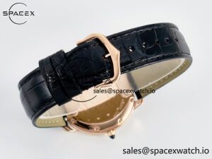 Ronde De Cartier 36mm RG DRF 1:1 Best Edition Sandblasted Silver-Plated White Dial on Black Leather Strap Ronda Quartz - Image 13