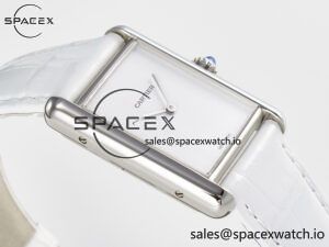 Tank Must Large SS 33.7mm DRF 1:1 Best Edition White Dial on White Leather Strap Swiss Quartz - Image 6