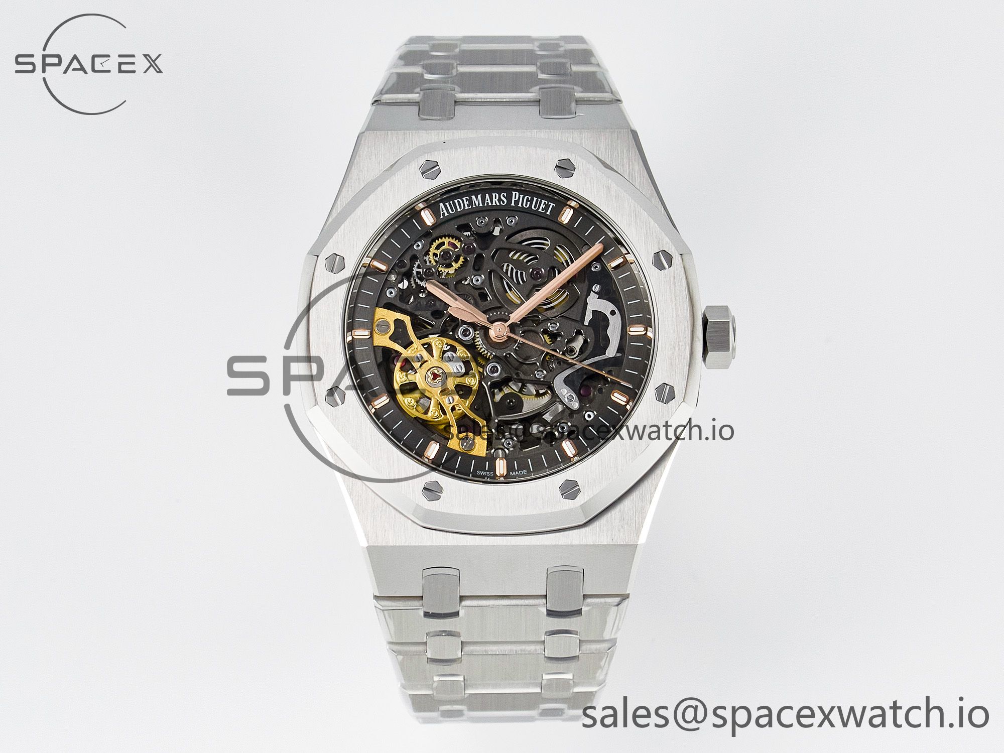 IMG_4528 拷贝 Royal Oak 41mm Skeleton 15407 SS ZF 1:1 Best Edition Skeleton Dial on SS Bracelet A3132 - Image 1