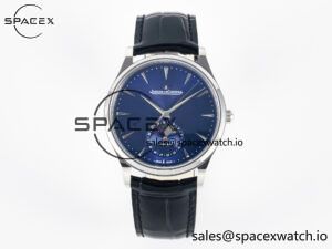 Master Ultra Thin Moon 1368420 SS Z+F 1:1 Best Edition Blue Dial on Black Leather Strap SA925 Super Clone