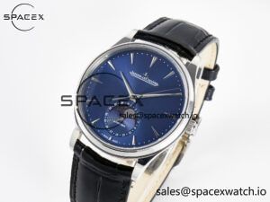 Master Ultra Thin Moon 1368420 SS Z+F 1:1 Best Edition Blue Dial on Black Leather Strap SA925 Super Clone - Image 4