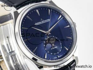 Master Ultra Thin Moon 1368420 SS Z+F 1:1 Best Edition Blue Dial on Black Leather Strap SA925 Super Clone - Image 3