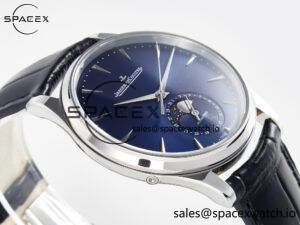 Master Ultra Thin Moon 1368420 SS Z+F 1:1 Best Edition Blue Dial on Black Leather Strap SA925 Super Clone - Image 6