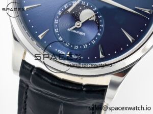 Master Ultra Thin Moon 1368420 SS Z+F 1:1 Best Edition Blue Dial on Black Leather Strap SA925 Super Clone - Image 11