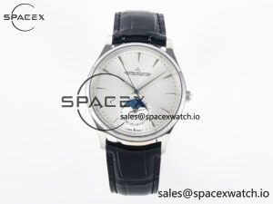 Master Ultra Thin Moon 1368420 SS Z+F 1:1 Best Edition White Dial on Black Leather Strap SA925 Super Clone