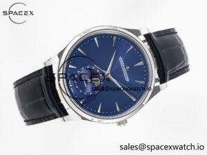 Master Ultra Thin Moon 1368420 SS Z+F 1:1 Best Edition Blue Dial on Black Leather Strap SA925 Super Clone - Image 8