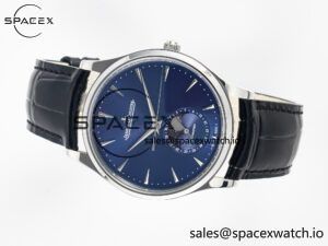 Master Ultra Thin Moon 1368420 SS Z+F 1:1 Best Edition Blue Dial on Black Leather Strap SA925 Super Clone - Image 7