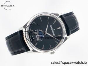 Master Ultra Thin Moon 1368420 SS Z+F 1:1 Best Edition Black Dial on Black Leather Strap SA925 Super Clone - Image 8