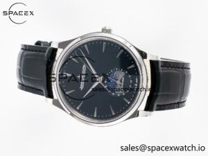Master Ultra Thin Moon 1368420 SS Z+F 1:1 Best Edition Black Dial on Black Leather Strap SA925 Super Clone - Image 7