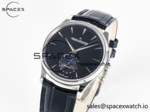 Master Ultra Thin Moon 1368420 SS Z+F 1:1 Best Edition Black Dial on Black Leather Strap SA925 Super Clone - Image 4