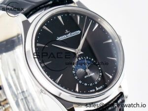 Master Ultra Thin Moon 1368420 SS Z+F 1:1 Best Edition Black Dial on Black Leather Strap SA925 Super Clone - Image 3
