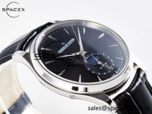 Master Ultra Thin Moon 1368420 SS Z+F 1:1 Best Edition Black Dial on Black Leather Strap SA925 Super Clone - Image 6