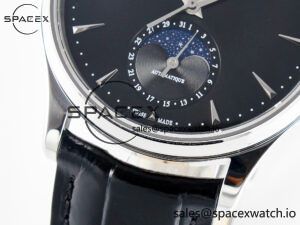 Master Ultra Thin Moon 1368420 SS Z+F 1:1 Best Edition Black Dial on Black Leather Strap SA925 Super Clone - Image 11