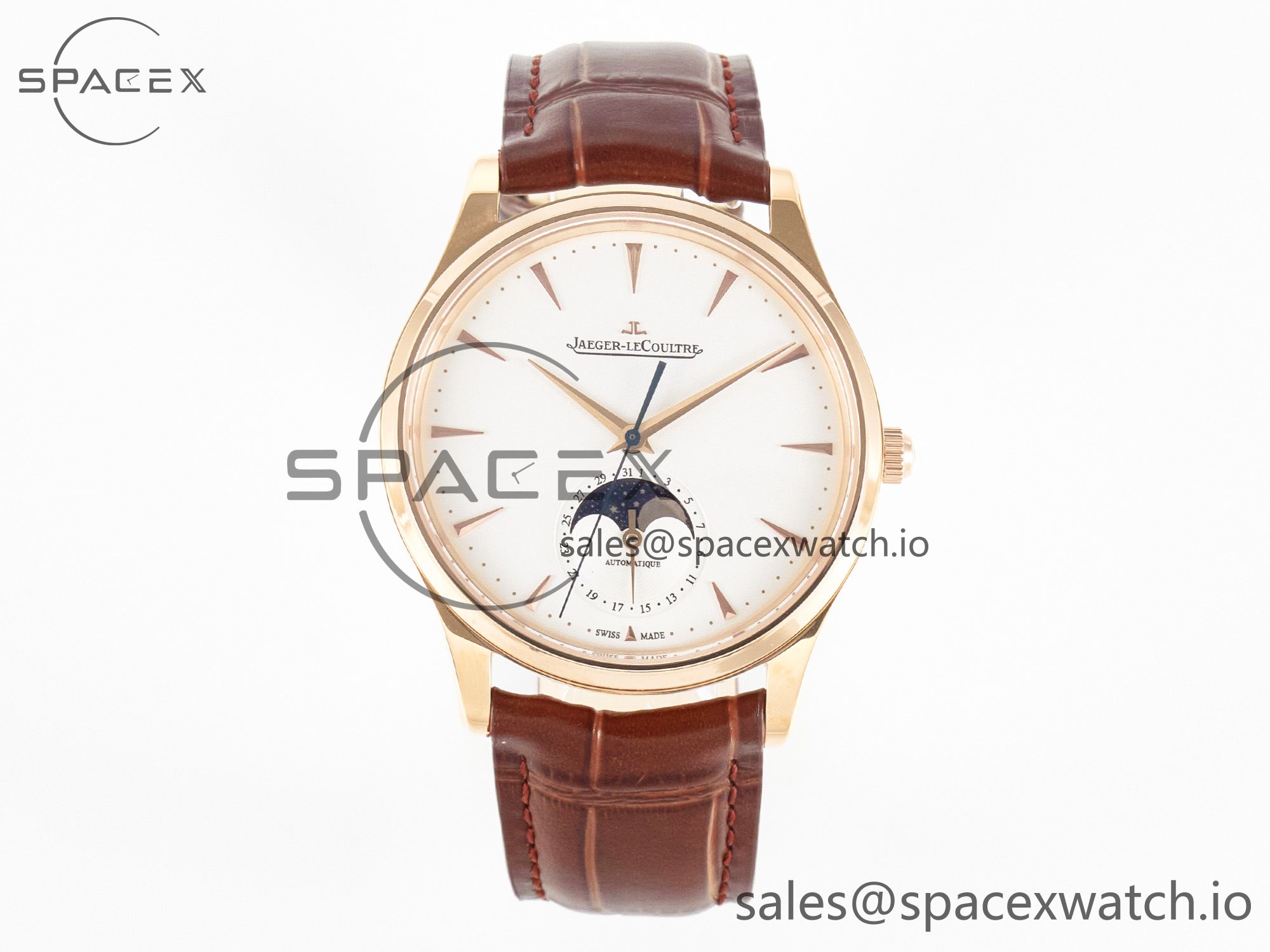 IMG_5459 拷贝 Master Ultra Thin Moon RG Z+F 1:1 Best Edition White Dial on Brown Leather Strap A925 - Image 1