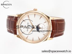 Master Ultra Thin Moon RG Z+F 1:1 Best Edition White Dial on Brown Leather Strap A925 - Image 7