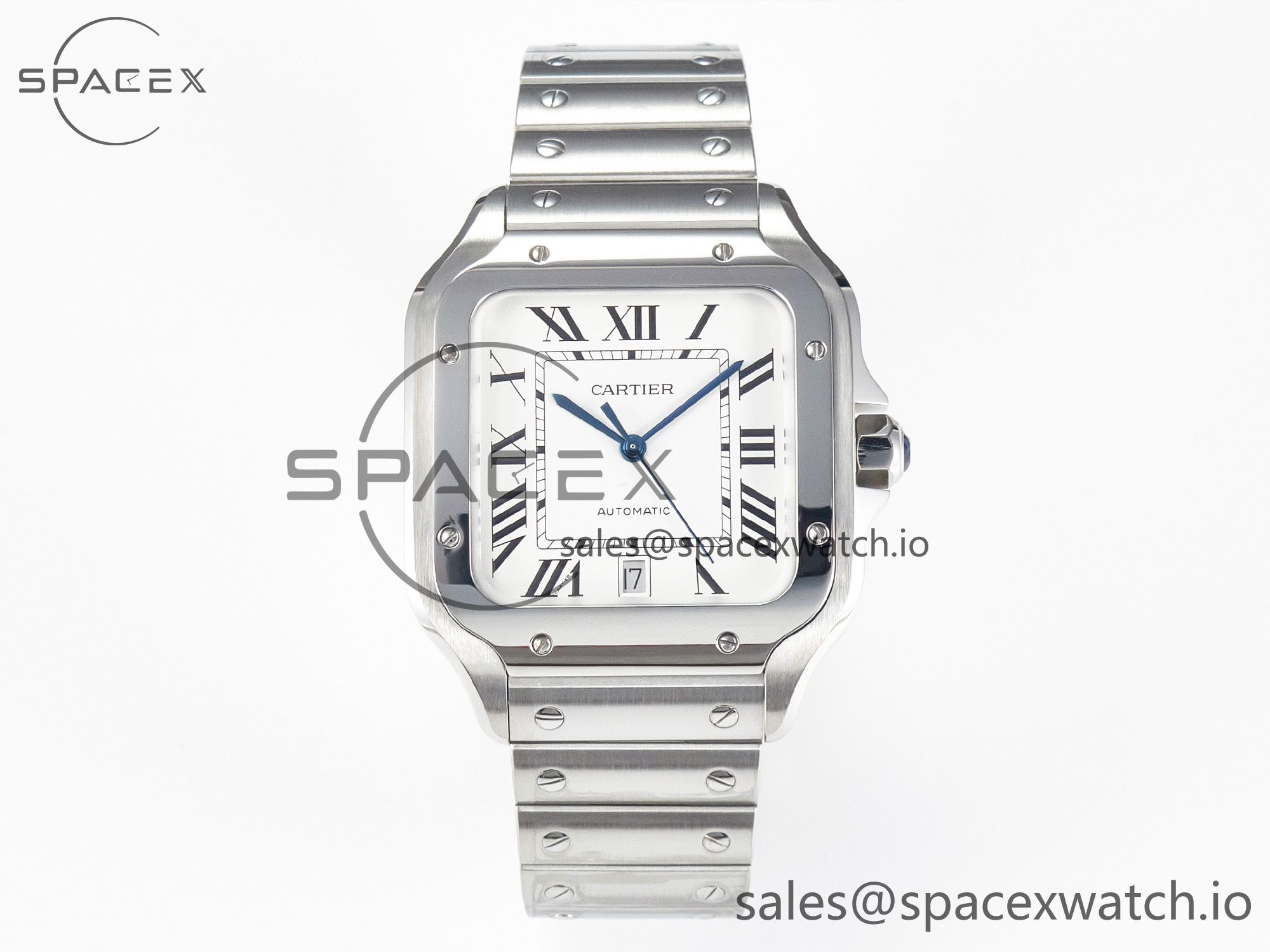 IMG_5523 拷贝 Santos de Cartier 40mm SS BVF 1:1 Best Edition White Dial on SS Bracelet MIYOTA 9015 - Image 1
