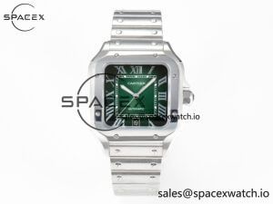 Santos de Cartier 40mm SS 2018 BVF 1:1 Best Edition Green Dial on SS SmartLinks Bracelet MIYOTA 9015 V2