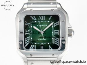 Santos de Cartier 40mm SS 2018 BVF 1:1 Best Edition Green Dial on SS SmartLinks Bracelet MIYOTA 9015 V2 - Image 2