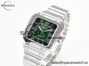 Santos de Cartier 40mm SS 2018 BVF 1:1 Best Edition Green Dial on SS SmartLinks Bracelet MIYOTA 9015 V2 - Image 4