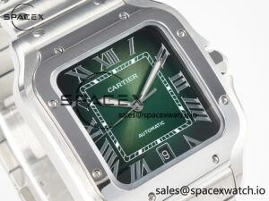 Santos de Cartier 40mm SS 2018 BVF 1:1 Best Edition Green Dial on SS SmartLinks Bracelet MIYOTA 9015 V2 - Image 3