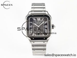 Santos de Cartier 40mm 2018 BVF 1:1 Best Edition Gray Bezel Gray Dial on SS SmartLinks Bracelet MIYOTA 9015