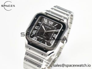 Santos de Cartier 40mm 2018 BVF 1:1 Best Edition Gray Bezel Gray Dial on SS SmartLinks Bracelet MIYOTA 9015 - Image 4