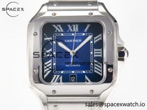 Santos de Cartier 40mm SS 2018 BVF 1:1 Best Edition Blue Dial on SS SmartLinks Bracelet MIYOTA 9015 V2 - Image 2