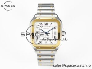 Santos de Cartier 40mm 2018 BVF 1:1 Best Edition YG Bezel White Dial on SS SmartLinks Bracelet MIYOTA 9015