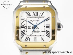 Santos de Cartier 40mm 2018 BVF 1:1 Best Edition YG Bezel White Dial on SS SmartLinks Bracelet MIYOTA 9015 - Image 2