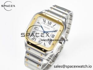 Santos de Cartier 40mm 2018 BVF 1:1 Best Edition YG Bezel White Dial on SS SmartLinks Bracelet MIYOTA 9015 - Image 4