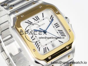 Santos de Cartier 40mm 2018 BVF 1:1 Best Edition YG Bezel White Dial on SS SmartLinks Bracelet MIYOTA 9015 - Image 3