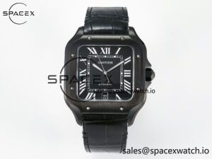 Santos de Cartier 40mm 2018 BVF 1:1 Best Edition Black Dial on Black Leathr Strap MIYOTA 9015
