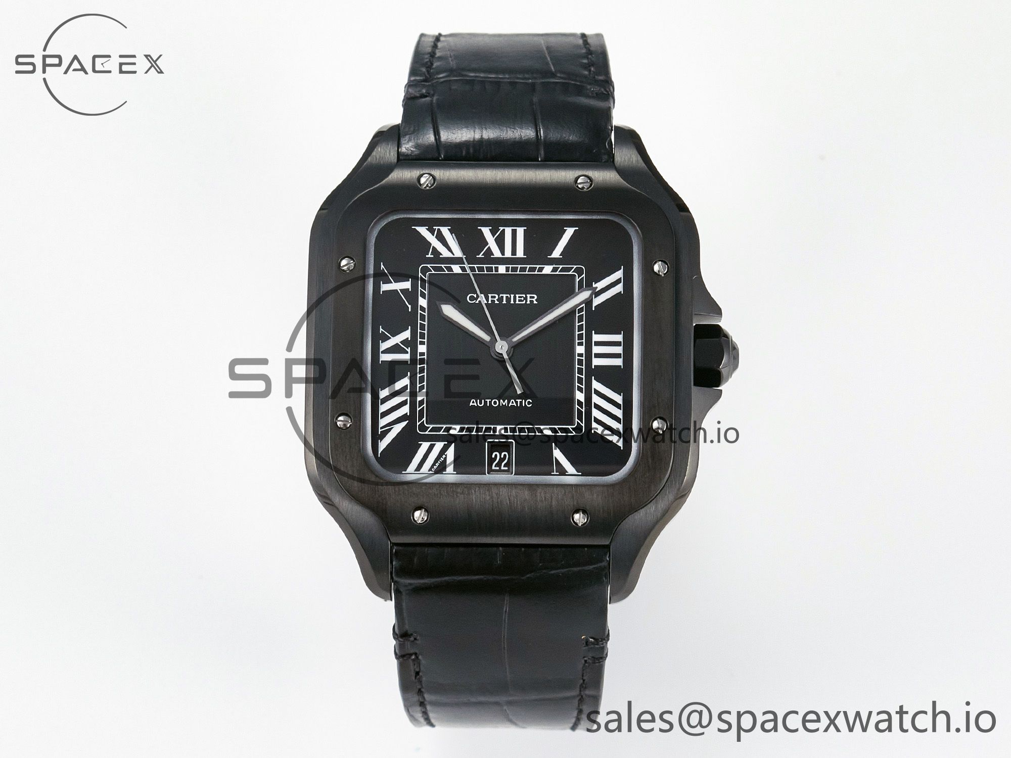 IMG_5692 拷贝 Santos de Cartier 40mm 2018 BVF 1:1 Best Edition Black Dial on Black Leathr Strap MIYOTA 9015 - Image 1