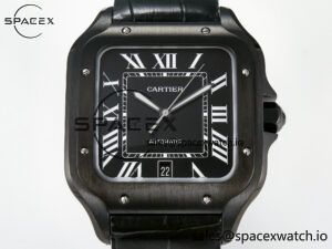Santos de Cartier 40mm 2018 BVF 1:1 Best Edition Black Dial on Black Leathr Strap MIYOTA 9015 - Image 2