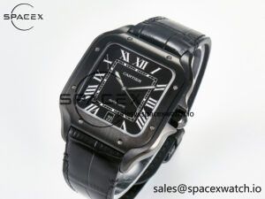 Santos de Cartier 40mm 2018 BVF 1:1 Best Edition Black Dial on Black Leathr Strap MIYOTA 9015 - Image 4