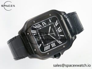 Santos de Cartier 40mm 2018 BVF 1:1 Best Edition Black Dial on Black Leathr Strap MIYOTA 9015 - Image 8