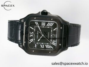 Santos de Cartier 40mm 2018 BVF 1:1 Best Edition Black Dial on Black Leathr Strap MIYOTA 9015 - Image 7