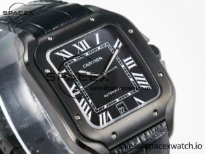 Santos de Cartier 40mm 2018 BVF 1:1 Best Edition Black Dial on Black Leathr Strap MIYOTA 9015 - Image 3