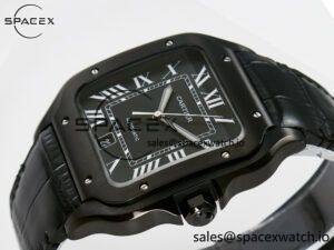 Santos de Cartier 40mm 2018 BVF 1:1 Best Edition Black Dial on Black Leathr Strap MIYOTA 9015 - Image 5
