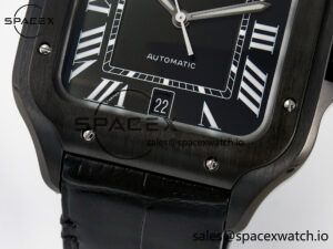 Santos de Cartier 40mm 2018 BVF 1:1 Best Edition Black Dial on Black Leathr Strap MIYOTA 9015 - Image 11