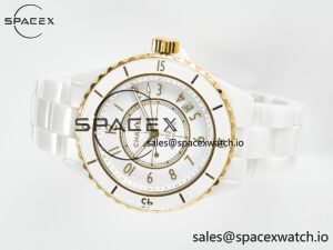 J13 38mm YG White Ceramic BVF 1:1 Best Edition White Dial on Bracelet A12.1 - Image 7