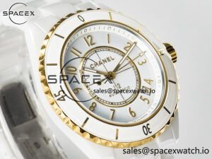 J13 38mm YG White Ceramic BVF 1:1 Best Edition White Dial on Bracelet A12.1 - Image 3