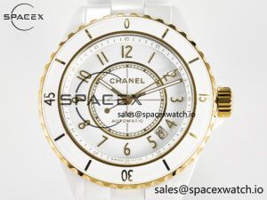 J13 38mm YG White Ceramic BVF 1:1 Best Edition White Dial on Bracelet A12.1 - Image 2