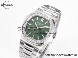 Nautilus 5711 3KF 1:1 Best Edition Square Diamonds Bezel Green Dial on SS Bracelet A324 Super Clone V2 - Image 4
