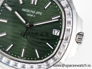 Nautilus 5711 3KF 1:1 Best Edition Square Diamonds Bezel Green Dial on SS Bracelet A324 Super Clone V2 - Image 10